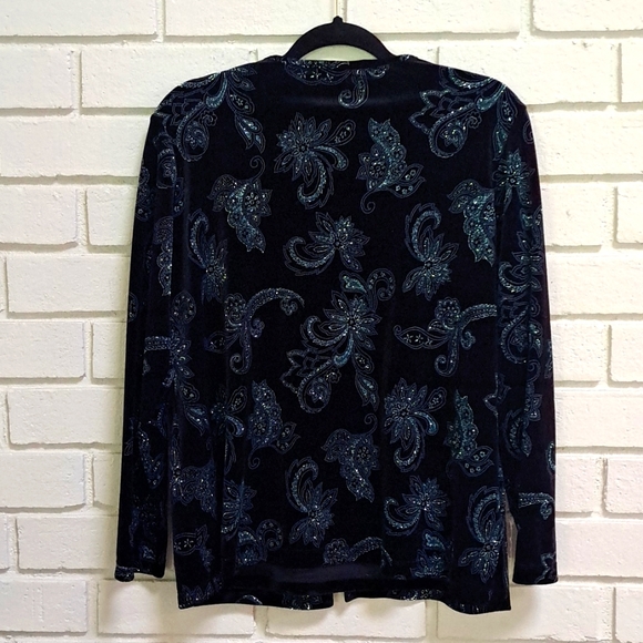 Notations Velvet Glitter Floral 1 Button Formal Top. Size Large NWOT - Picture 5 of 8